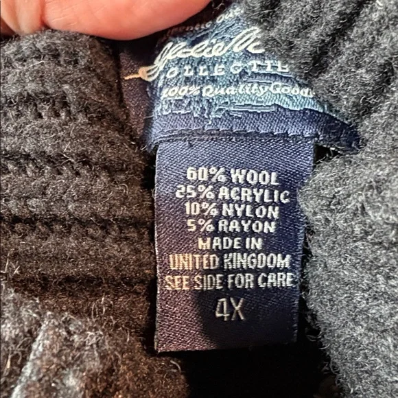 Eddie Bauer wool blend black cAble knit turtleneck boxy fit 4X - Picture 8 of 8